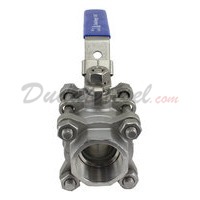 WOG1000 SUS304 3-Piece Ball Valve 1-1/4" NPT Front View